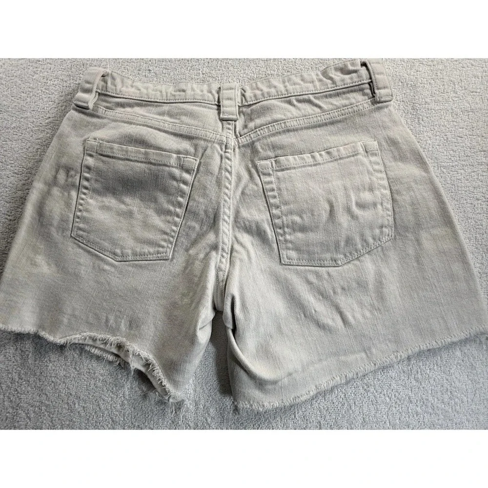 J Crew Mercantile Women's Mid Rise Denim‎ Shorts Size 24 White Frayed Hem